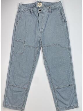 Imperfects Courier Pant Mens 36 Indigo Hickory Stripe Denim Workwear Carpenter